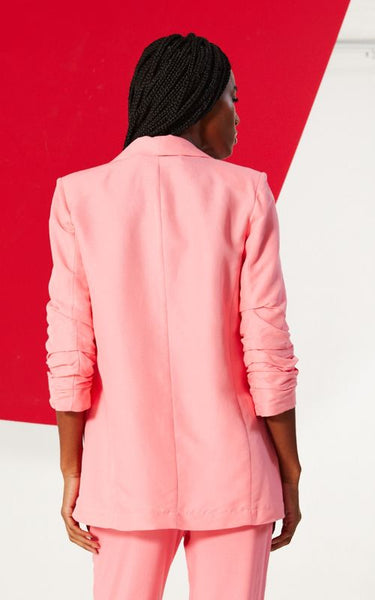 Tailored Linen Blazer With Lapels - Open