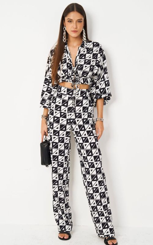 Bicolor Geometric Pants - Colcci