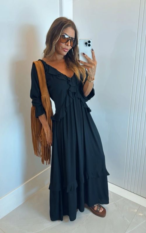 Serval Black Long Dress