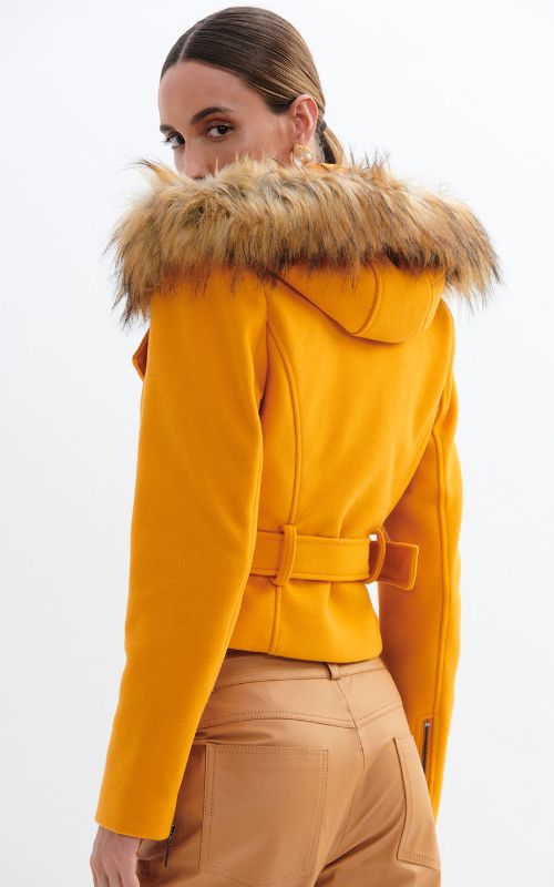 Coat with belt and fur hood - Colcci