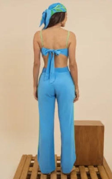 Bicolor Crepe Jumpsuit - Blue