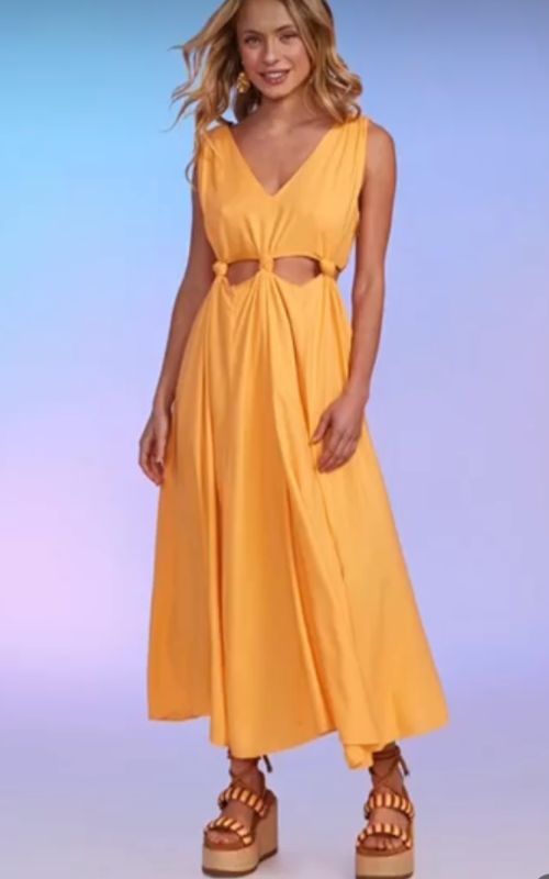linen knot dress Solana knot-detailed linen maxi dress - red