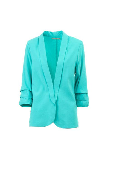 Tailored Linen Blazer With Lapels - Open