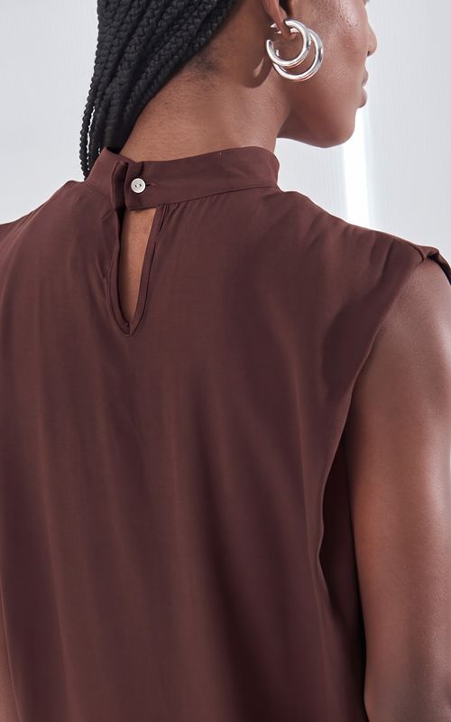 High-Neck Sleeveless Blouse - Open