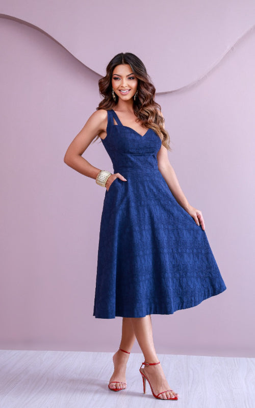 Flare Dress Navy Blue closet.at Flare Dress Navy Blue closet.at
