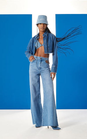 Daphne Cutout Wide Jeans - Open