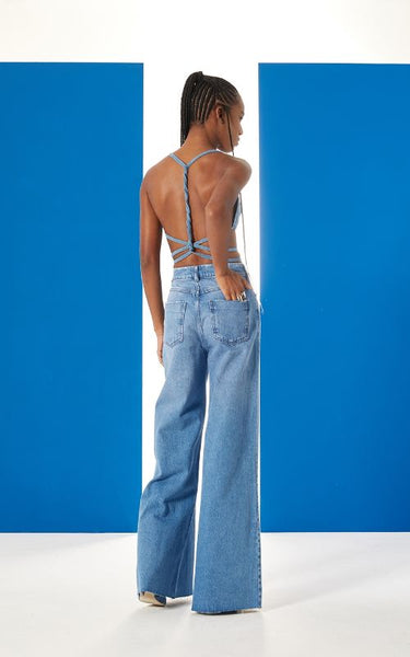 Daphne Cutout Wide Jeans - Open