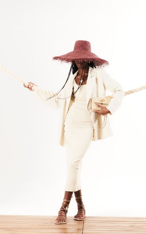 Clean Straight Longline Blazer Sand - Open