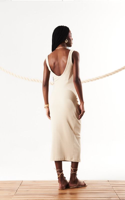 Ribbed Midi Slim Dress - Open