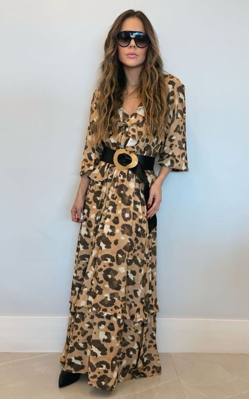 Serval Animal Print Long Dress