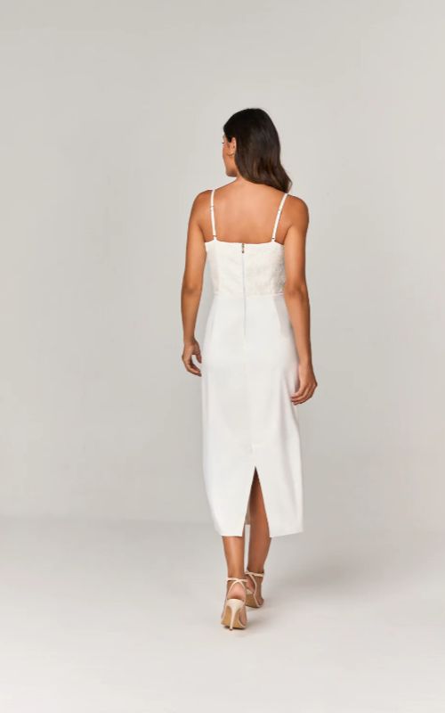Midi Dress with Lace White - Deep