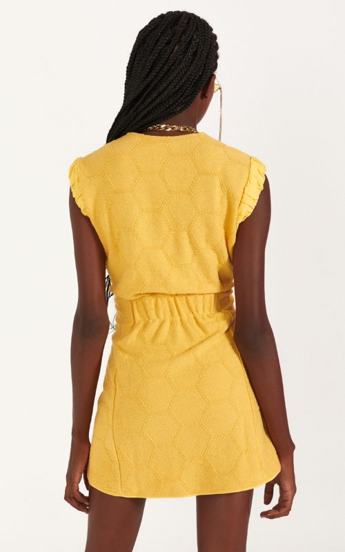 Jacquard Dress With Linen Detail - Open