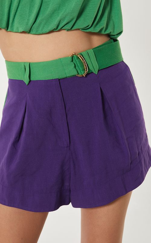 Metaverse Linen Short with Belt - Open