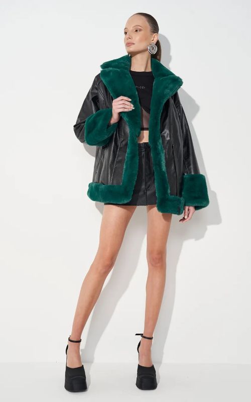 Oversized Jacket With Fur - Colcci