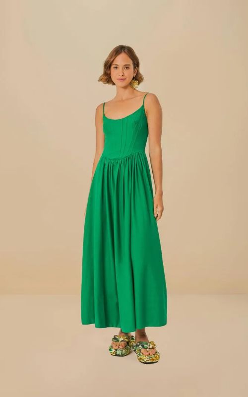 Strappy Corselet Midi Dress Green - Farm