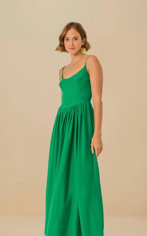 Strappy Corselet Midi Dress Green - Farm