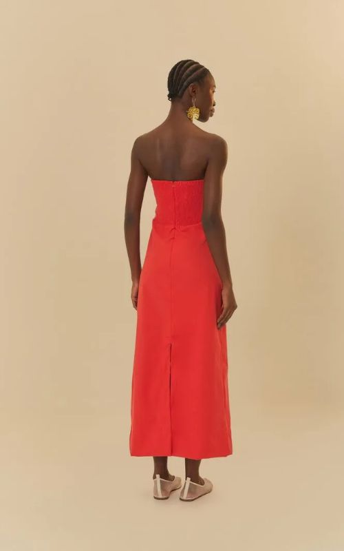 Strapless dress with straight neckline Red - Farm