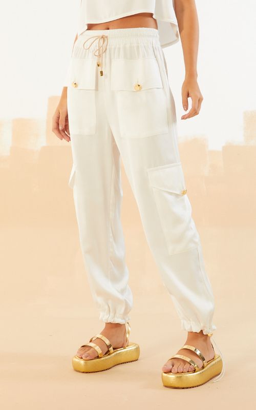 Comfort Satin Pants White - Open