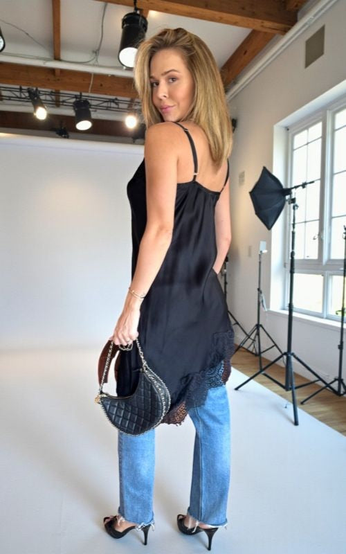 Soft Black Asymmetrical Top