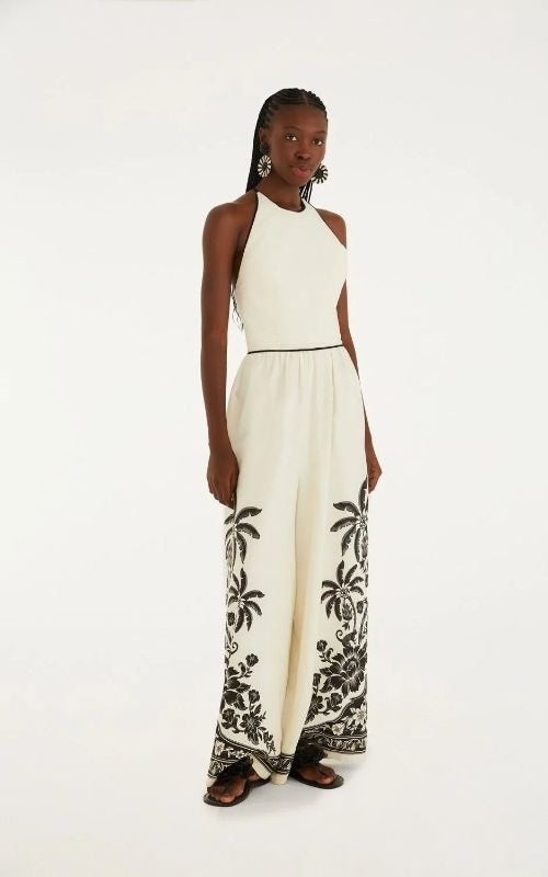 Guanacaste Halter Neck Wide-Leg Jumpsuit - Farm