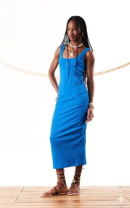 Ribbed Midi Slim Dress - Open