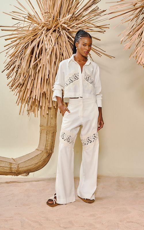 Viscose Linen Lace Two-Piece Set - Sou Isy