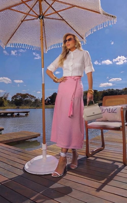 Daiane Pink Midi Skirt - Laliz