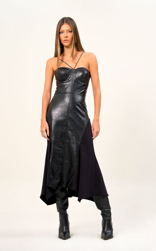 Noir PU Dress - Open