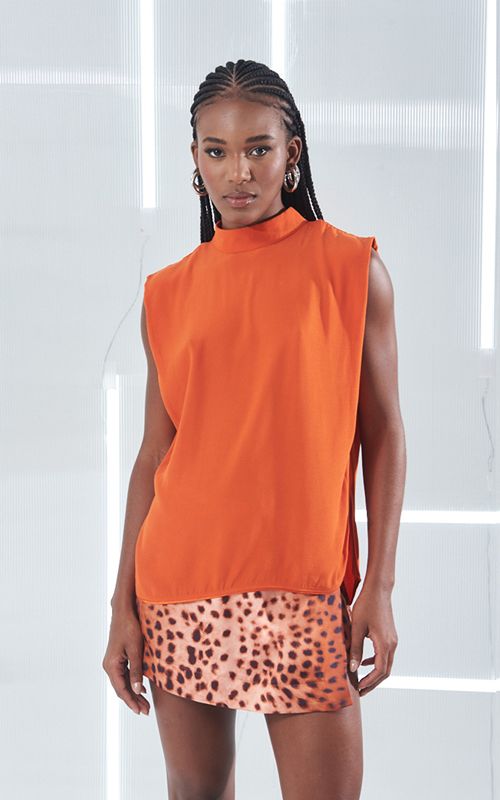 High-Neck Sleeveless Blouse - Open