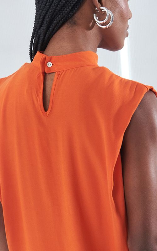High-Neck Sleeveless Blouse - Open