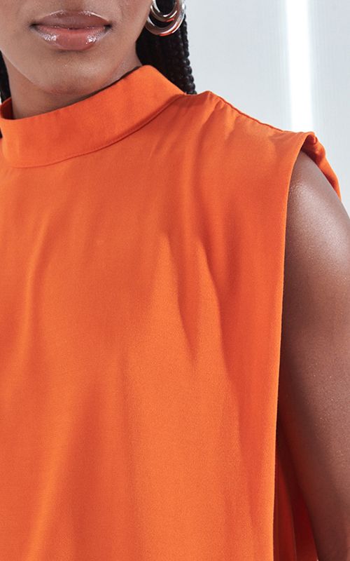 High-Neck Sleeveless Blouse - Open