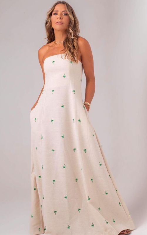 Shallow Beach Strapless Maxi Dress