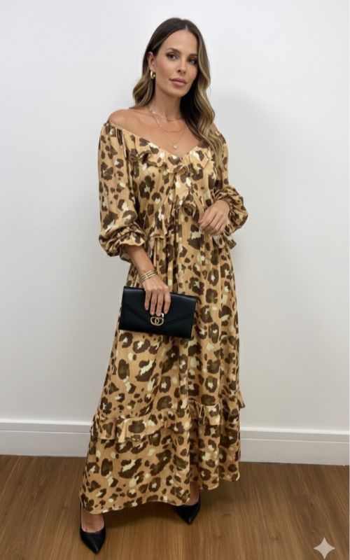 Serval Animal Print Long Dress