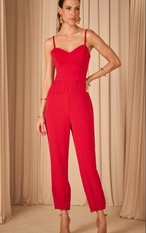 Tailored Jumpsuit Red- Deep