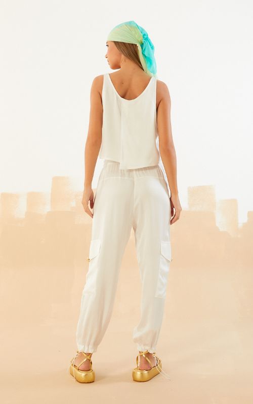 Comfort Satin Pants White - Open