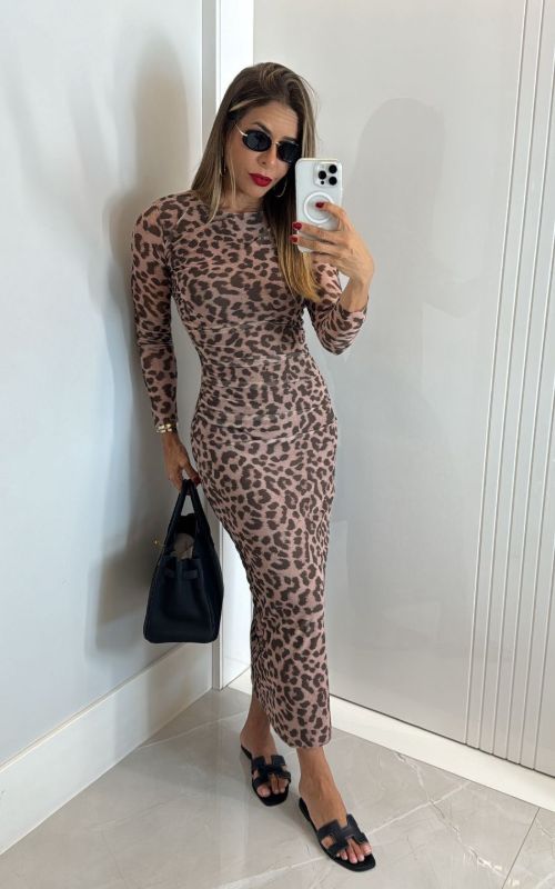 Instinct Animal Print Long Sleeve Dress