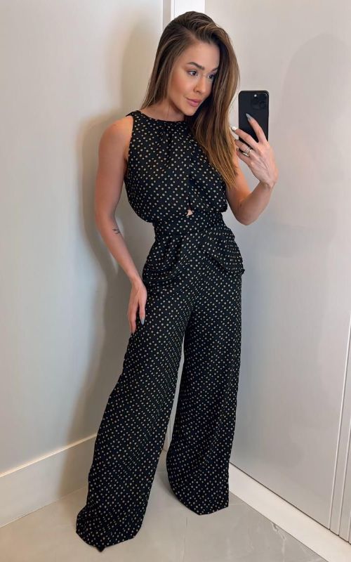 Night Sky Dot Wide Legs Pants