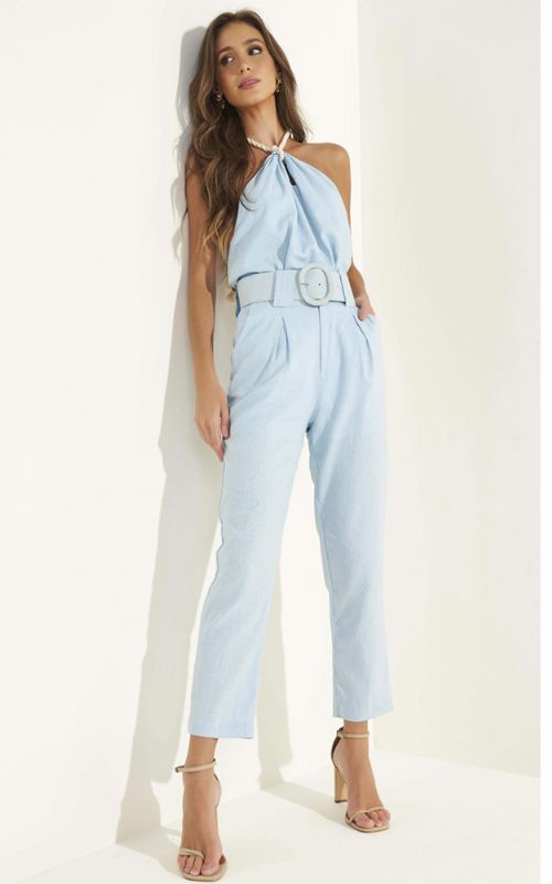 Mirela Linen Belted Pants - Oasis