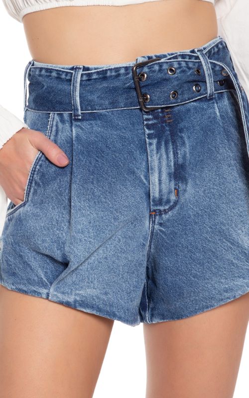 High Rise Denim Shorts - Open