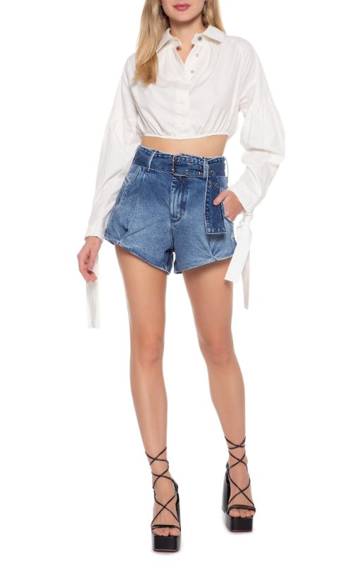 High Rise Denim Shorts - Open